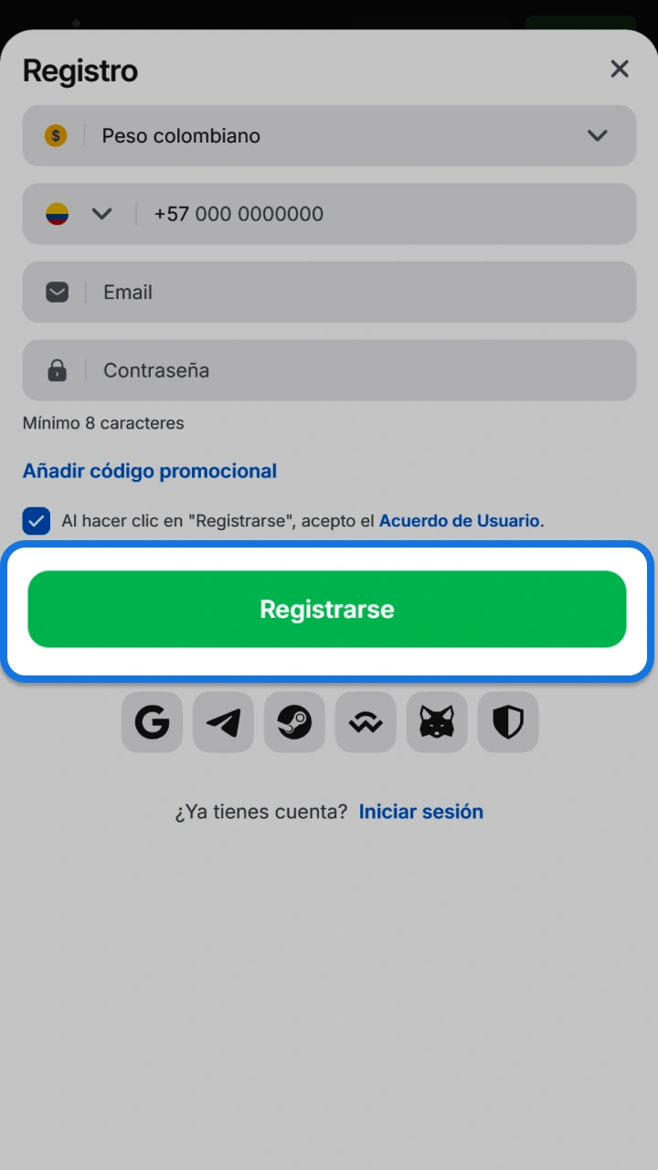 Complete the registration form on the 1win website to start flying with Aviatrix.
