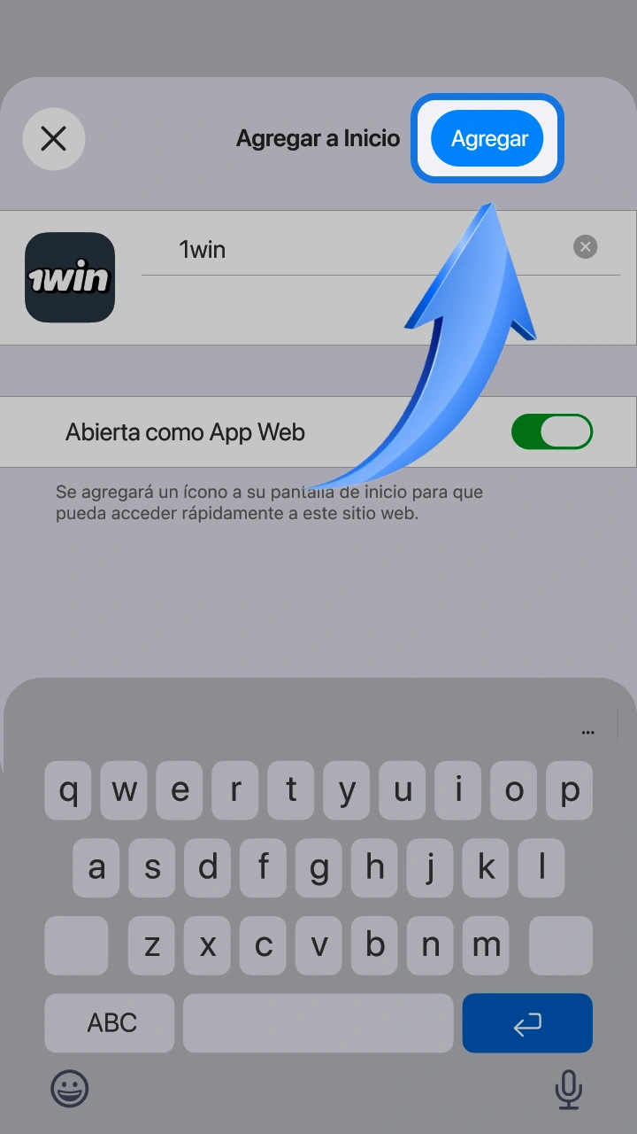 Confirm the installation of the web app on 1win to play Balloon instantly.