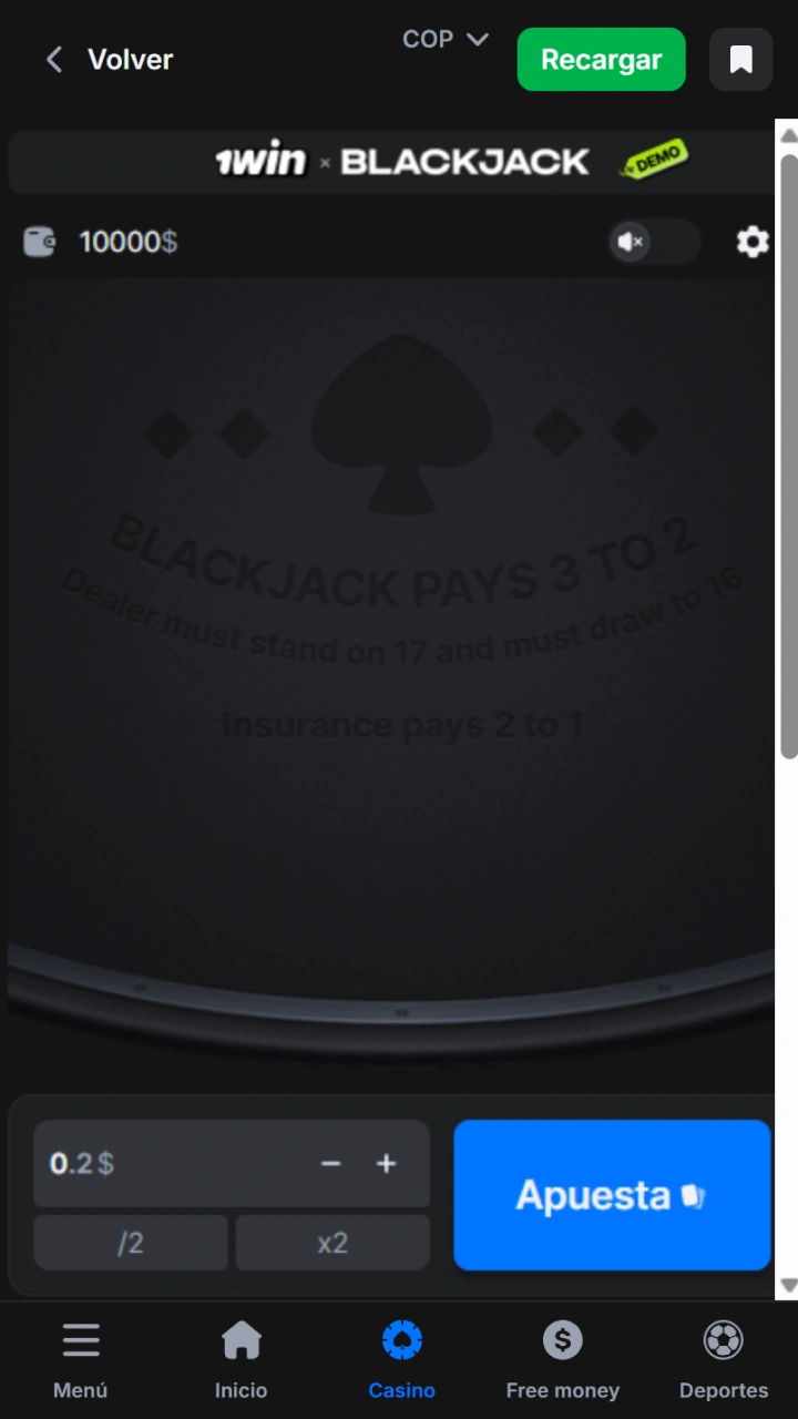 Place your bet easily and win big prizes playing Blackjack at 1win.