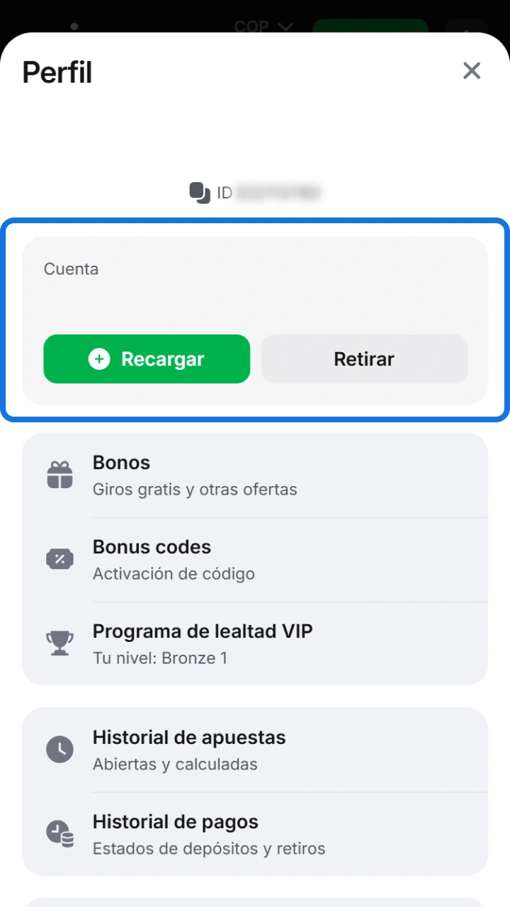 Access your user profile to easily manage your funds at 1win.