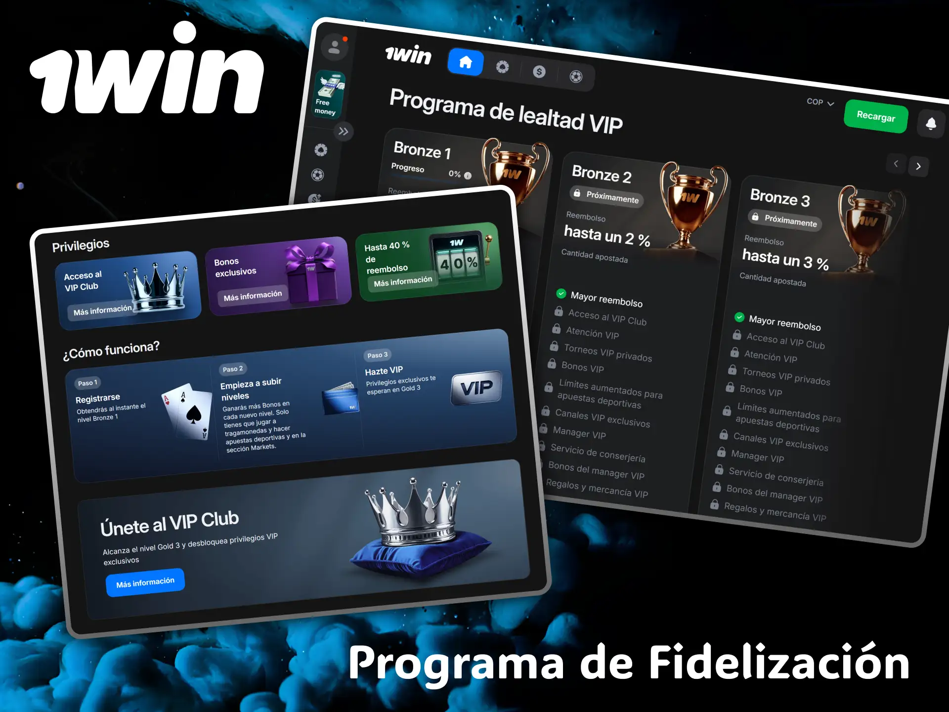 Join the 1win loyalty program.