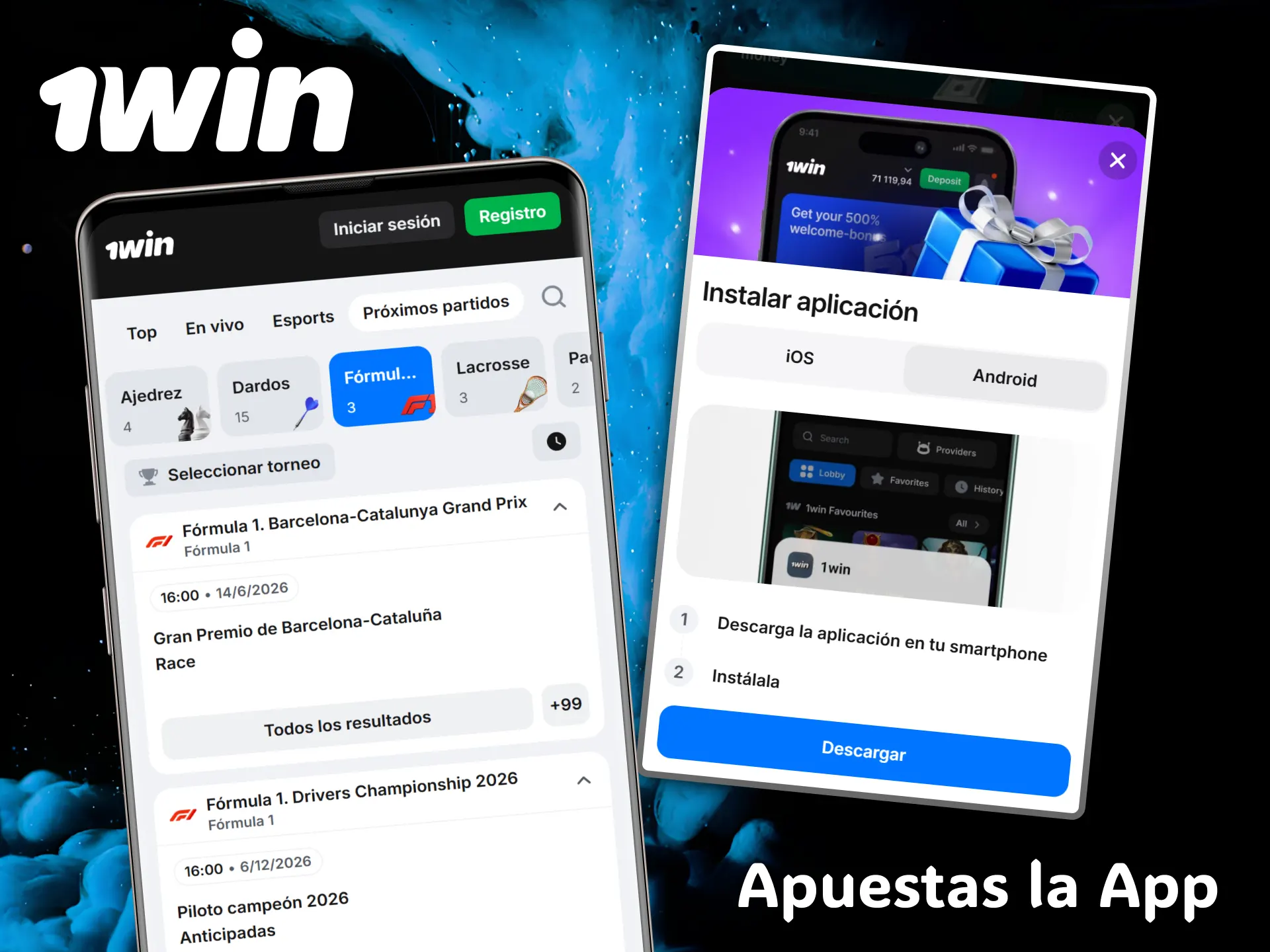 Download the modern 1win mobile app to bet on Formula 1.