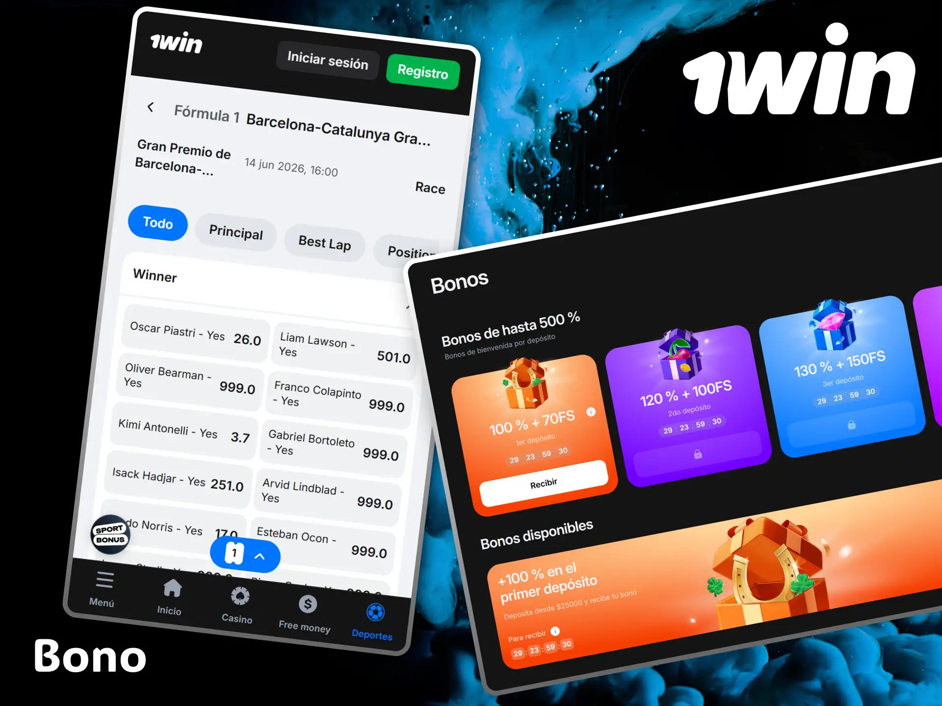 Get a great welcome bonus for your Formula 1 bets at 1win