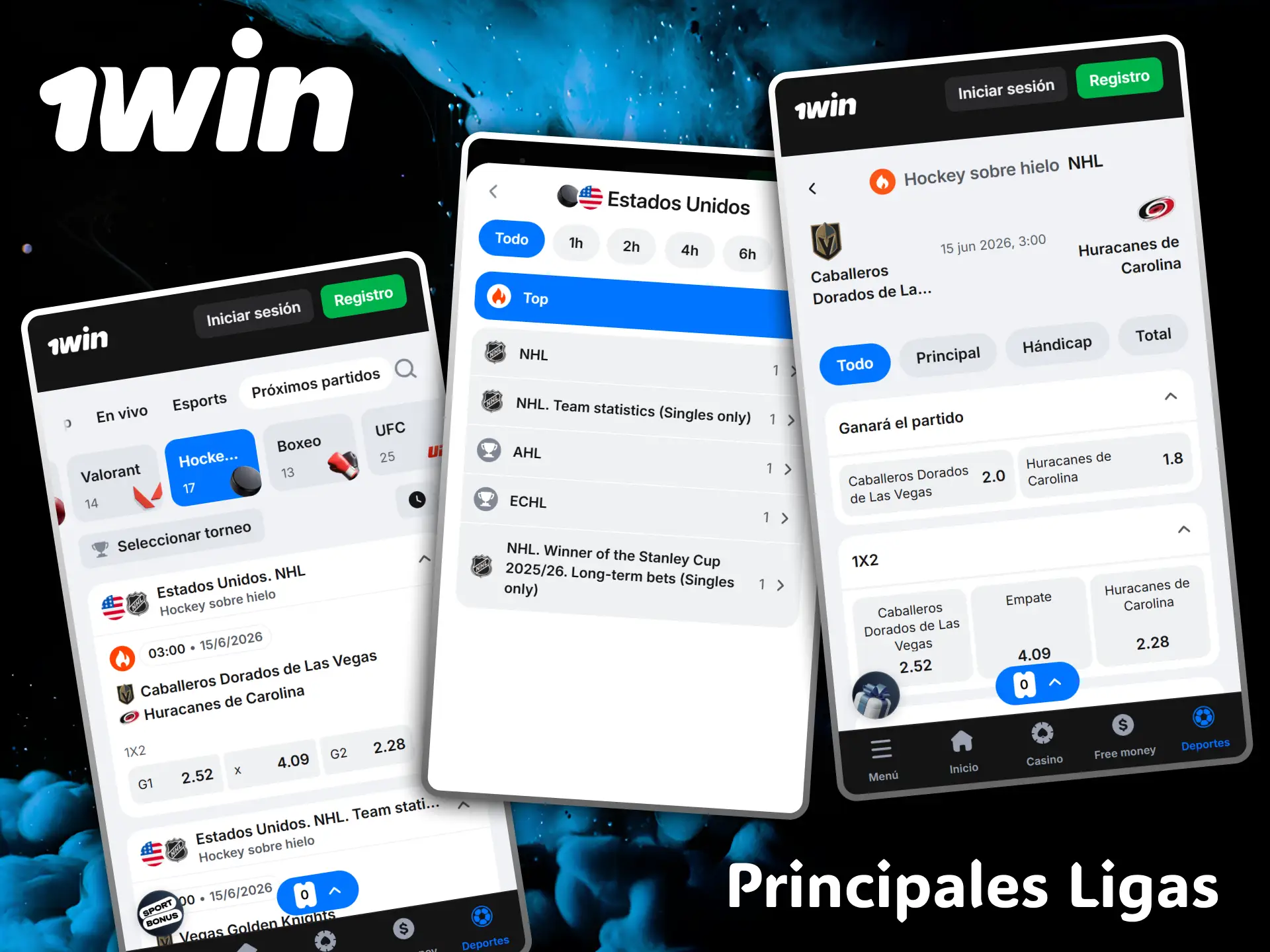Find the world's top hockey leagues to make your predictions on 1win.