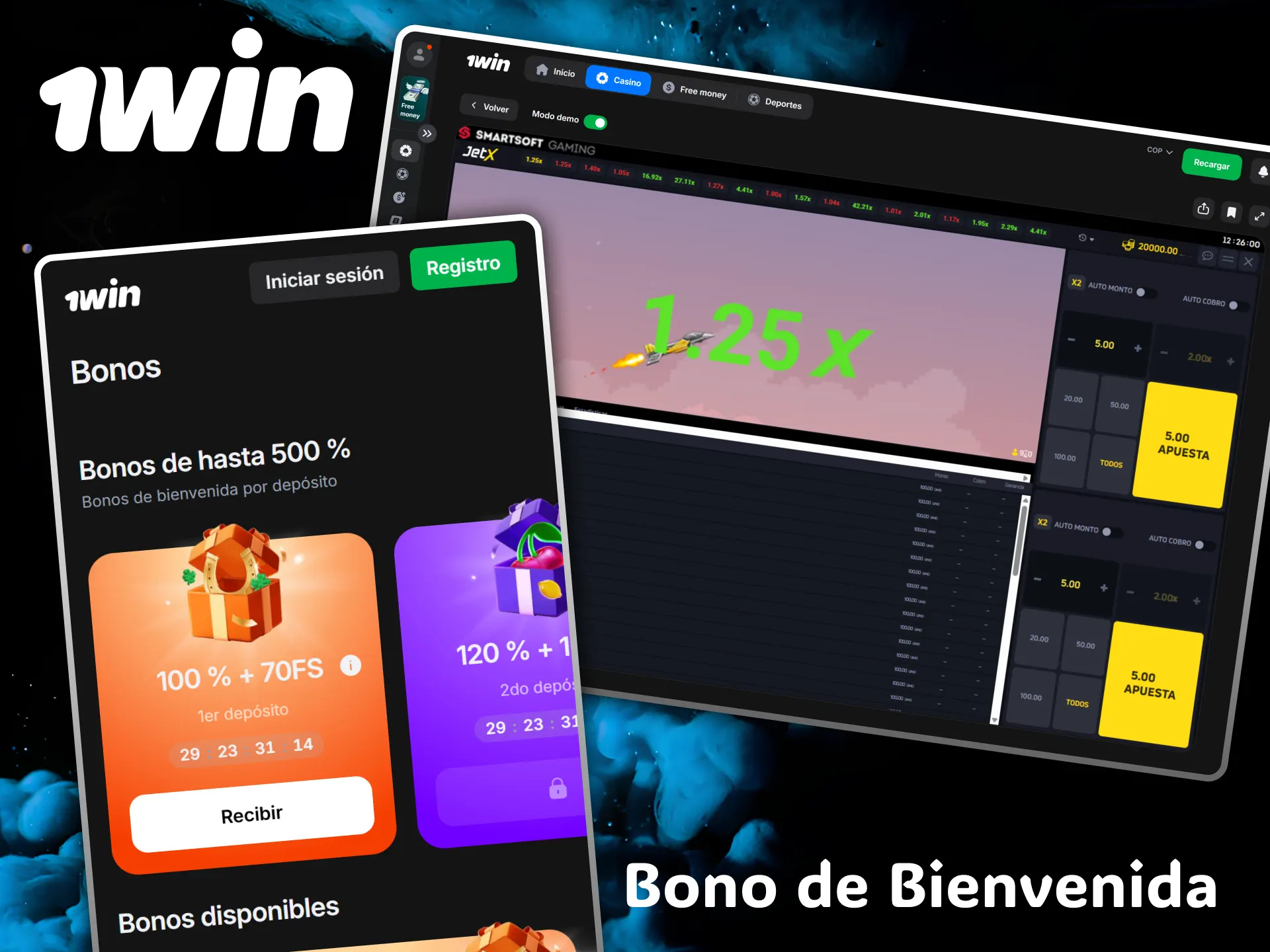 The 1win casino welcomes you with a fantastic welcome bonus to play JetX.