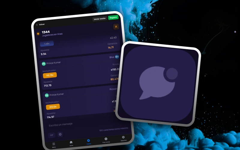 Communicate with other players through Lucky Jet's dynamic live chat on 1win.