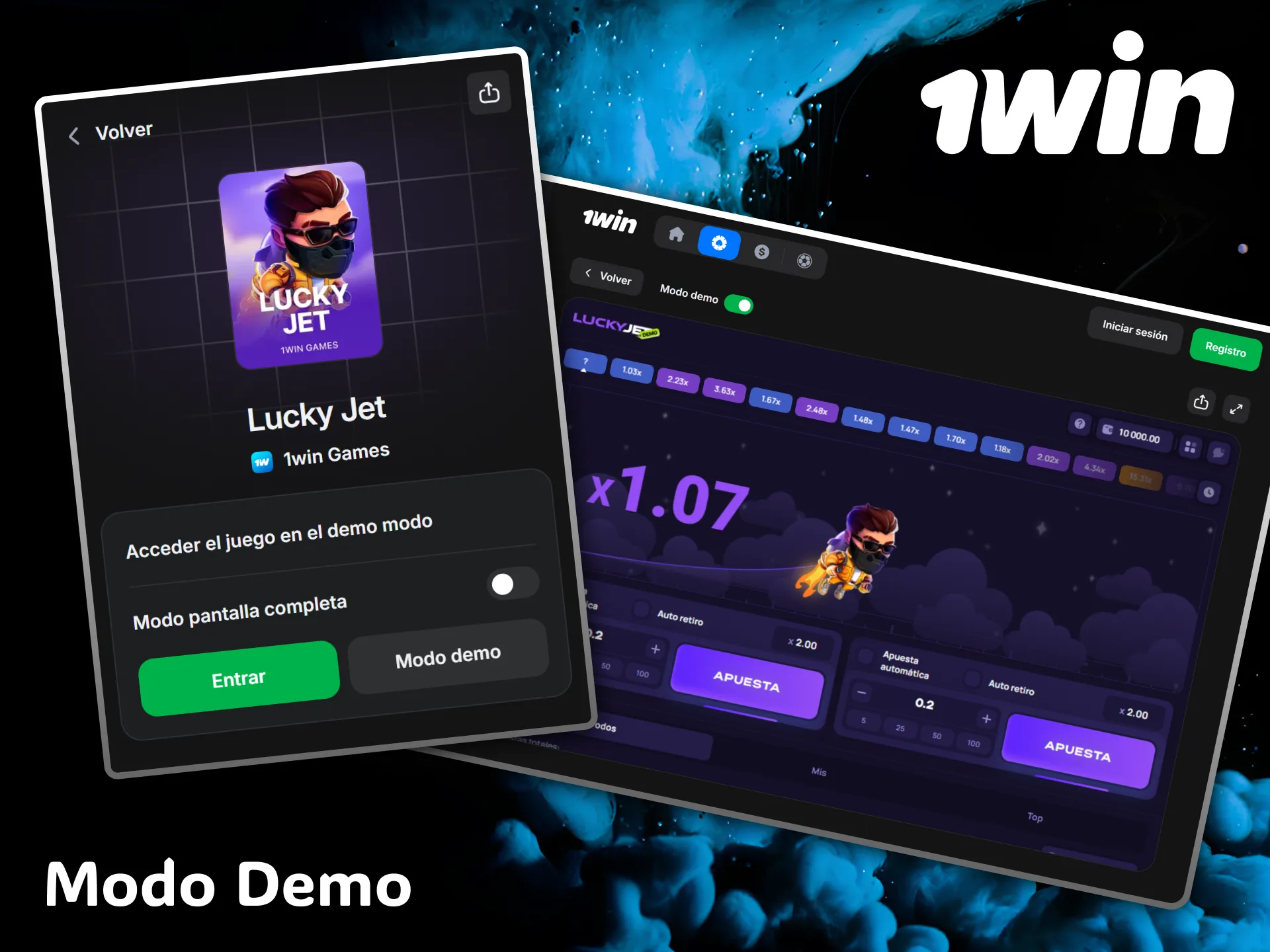 Try Lucky Jet's free demo mode to practice risk-free at 1win casino.