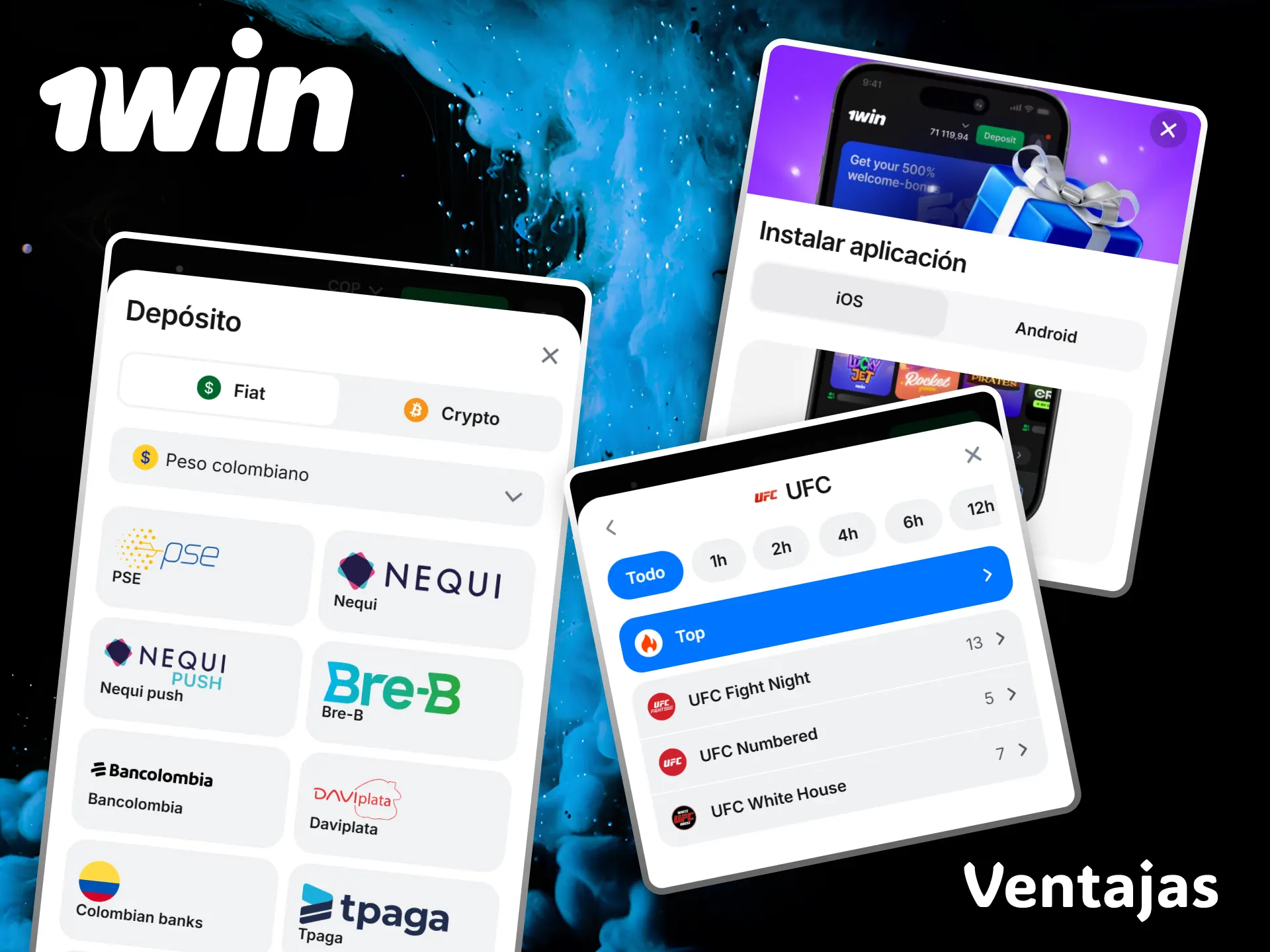 Take advantage of the incredible benefits and convenient deposit options when betting on MMA at 1win.