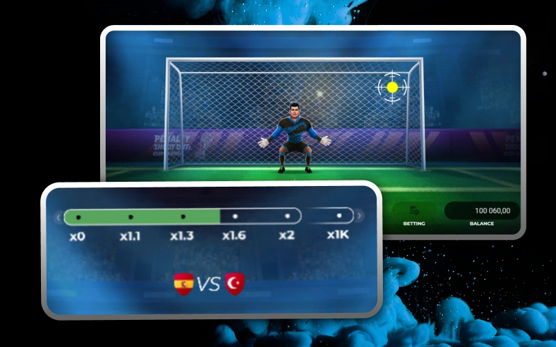 Take advantage of the high multipliers in Penalty Shoot-out and win big prizes at the 1win casino.