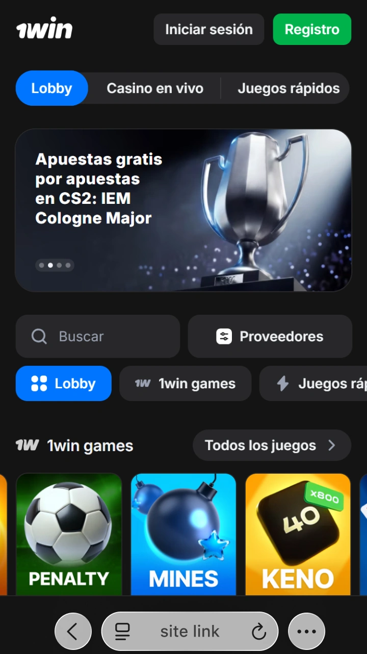 Open the official 1win website to start enjoying the exciting Penalty Shoot-out game.