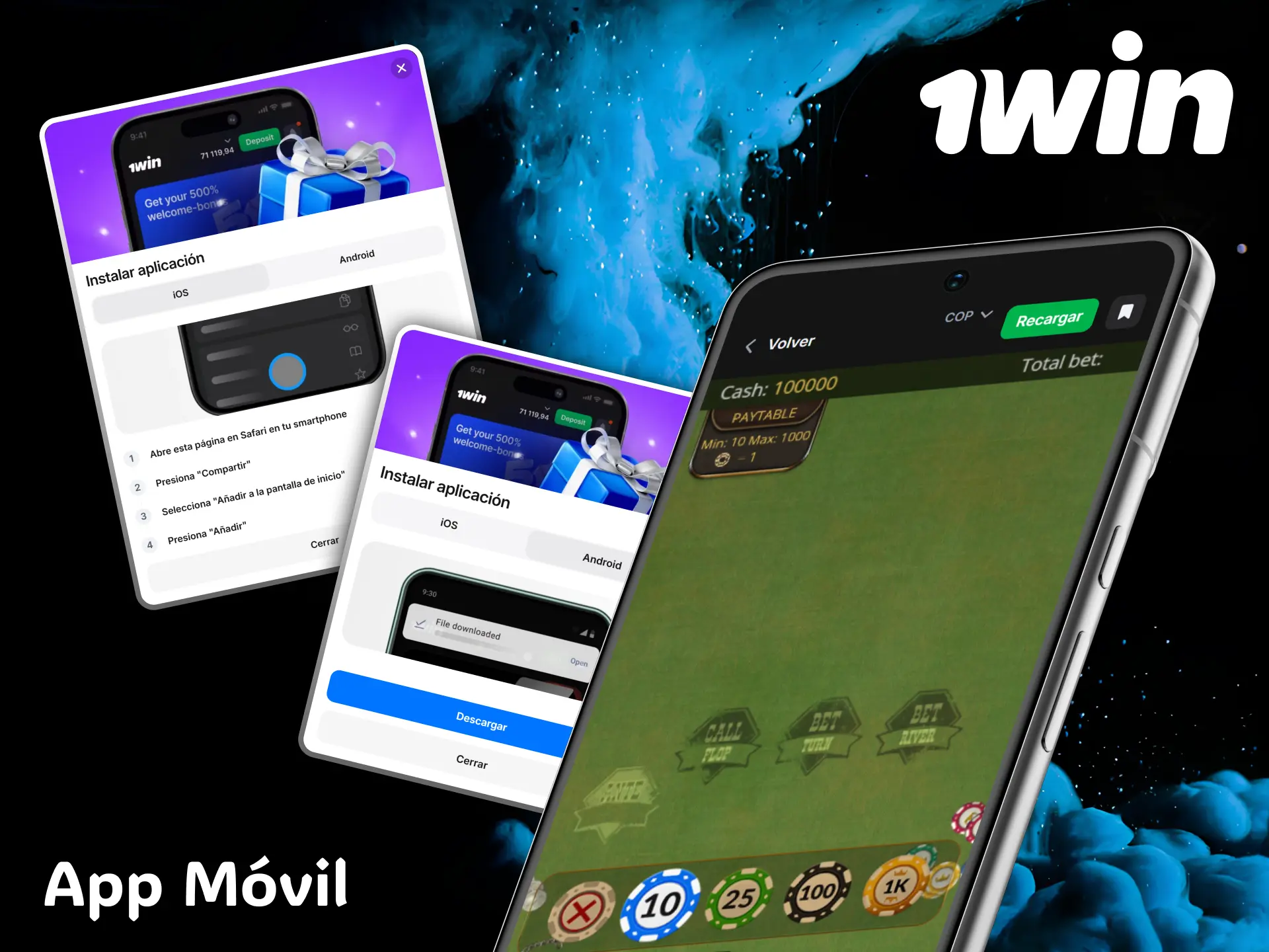 Download the excellent 1win mobile app to enjoy Poker from anywhere.