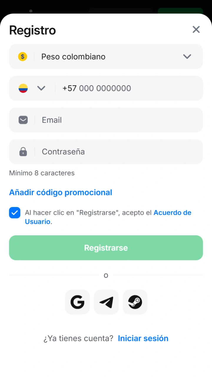 Fill in your details securely to create your account at 1win casino.