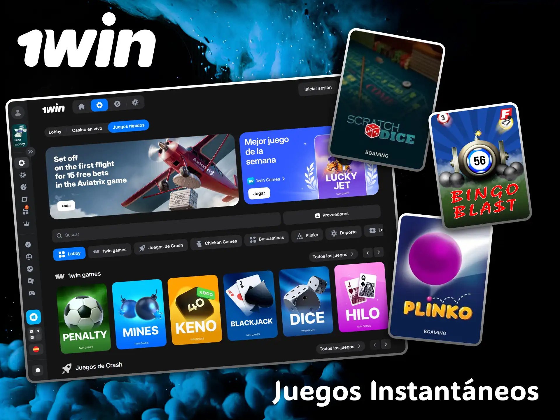 Get quick wins by playing the fun and innovative instant games at 1win casino.