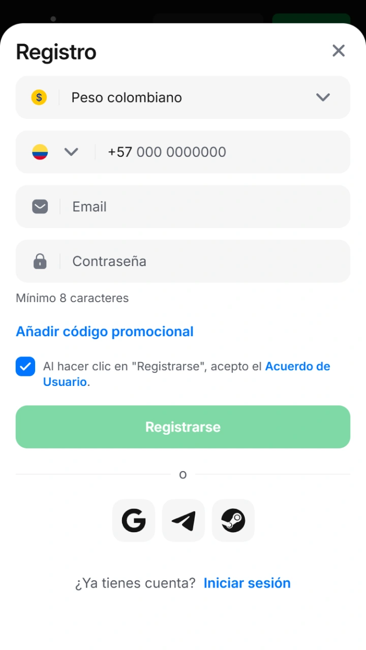 Choose your preferred registration method and easily access the excellent 1win platform.