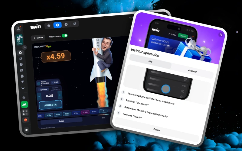 Play Rocket X from any device thanks to 1win's excellent cross-platform access.