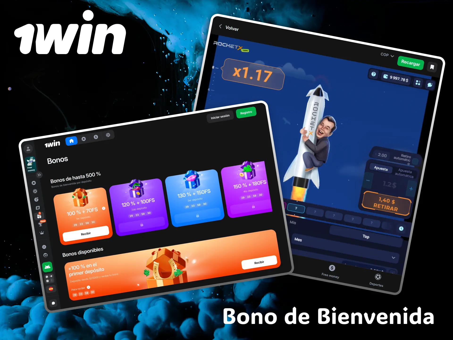 Take advantage of 1win casino's generous welcome bonus to win big on Rocket X.