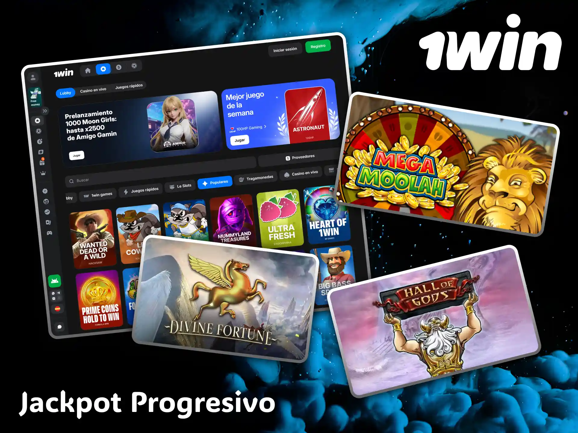 The 1win casino offers progressive jackpot slots to win truly millionaire prizes.